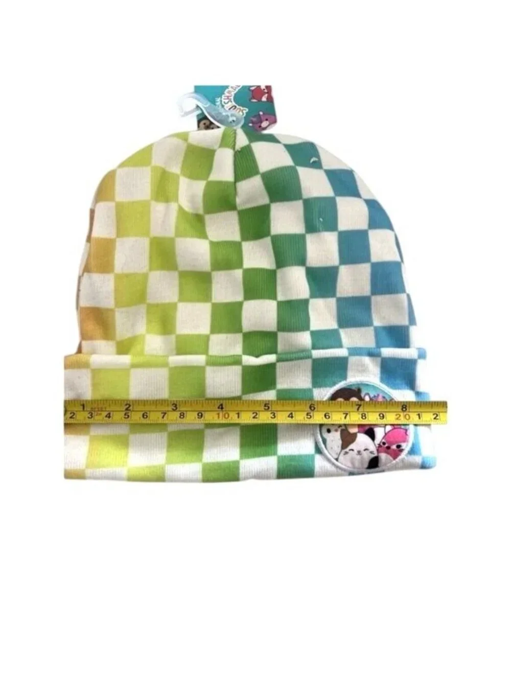 Squishmallows Original Rainbow Checkerboard Cuffed Beanie Hat OSFM